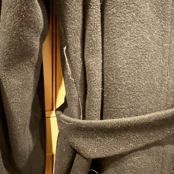 Vintage Black Fur Collar Cashmere Wrap Coat - Picture 7 of 7